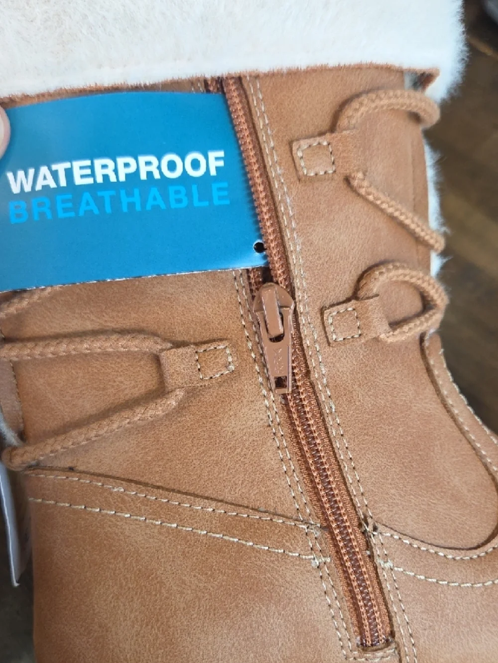 Geox Size 6 Women’s NEW Tan Waterproof Leather Winter Boots with White Faux-Fur - Picture 8 of 10